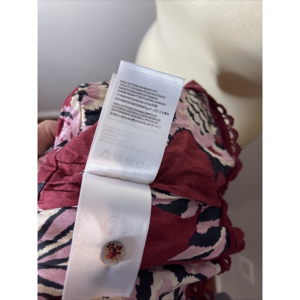 Farm Rio Womens Pineapple Inspiration Burgundy Ruffled Blouse Large - Picture 11 of 11